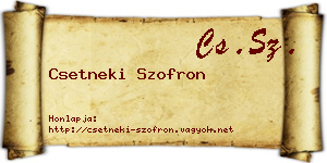 Csetneki Szofron névjegykártya